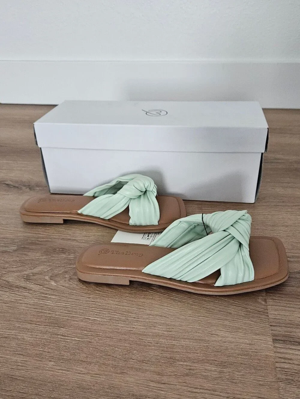 The Drop Women’s Ida Bow Mint Knot Slide Sandals Size 5